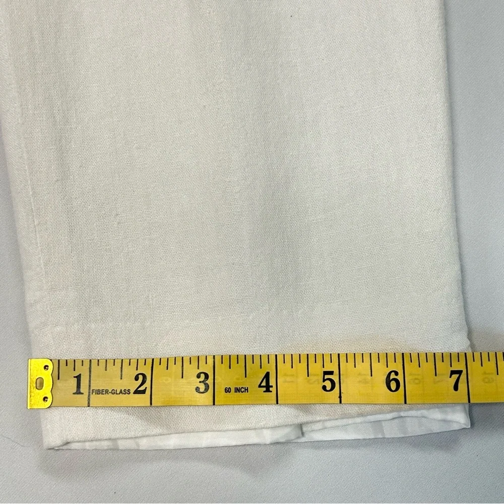 Style & Co Womens Linen Blend Trouser Pants Petite Sz 10PHigh Rise‎ Lined White